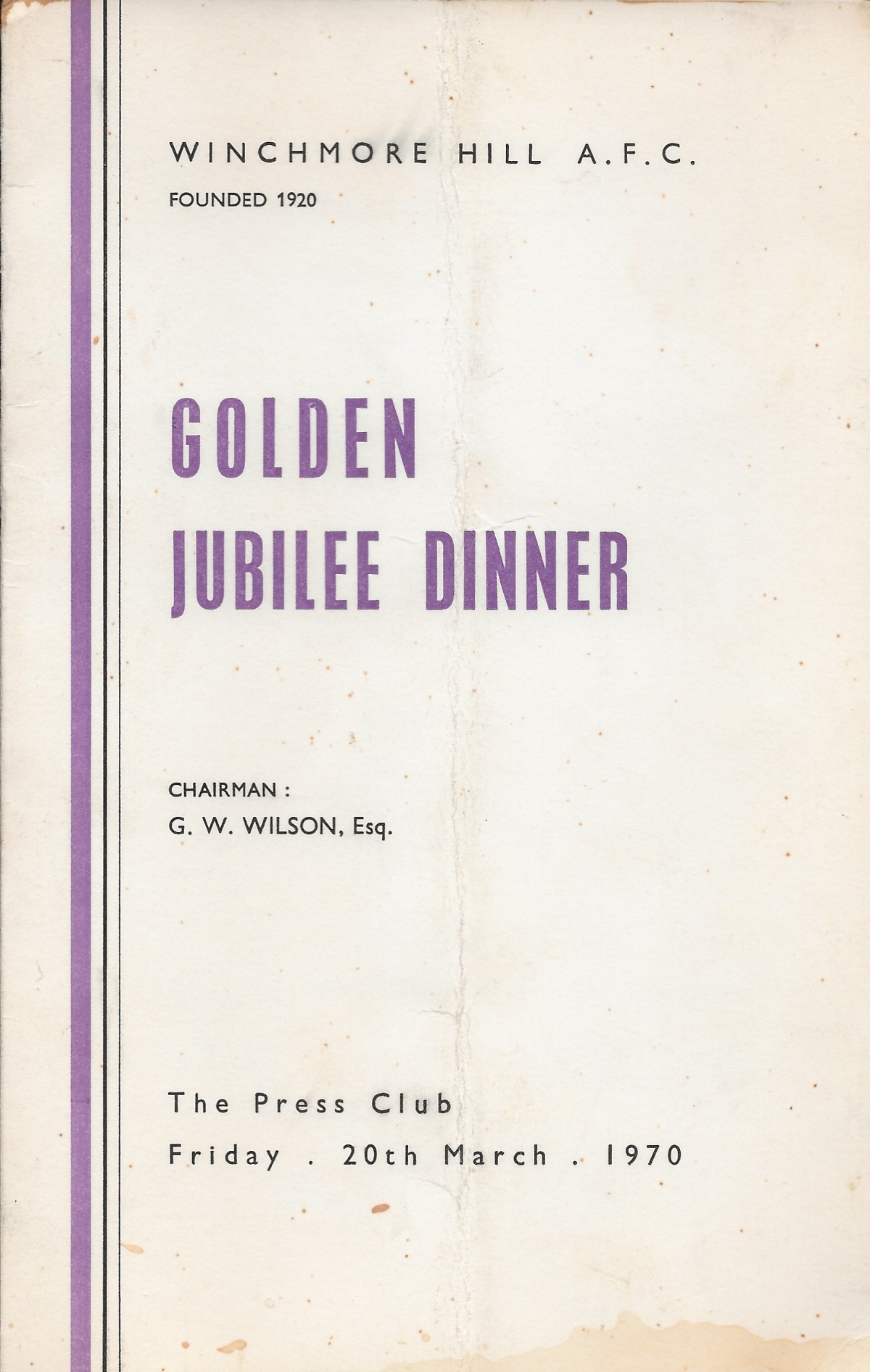 Golden Jubilee Dinner 1970