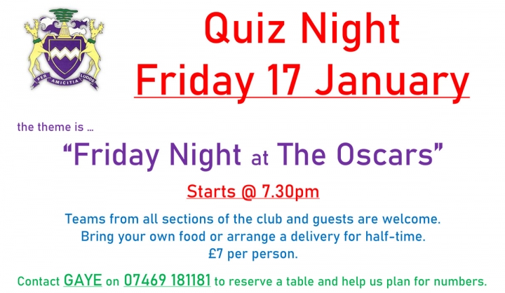 Quiz Night Friday 17th January 2020
