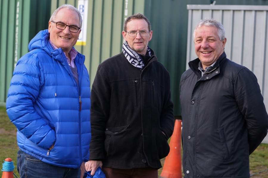 Bob Gyles, Keiron McGregor, Martin "Harpo" Lucas - March 2018  - Around-the-Hill -  Winchmore Hill Football Club